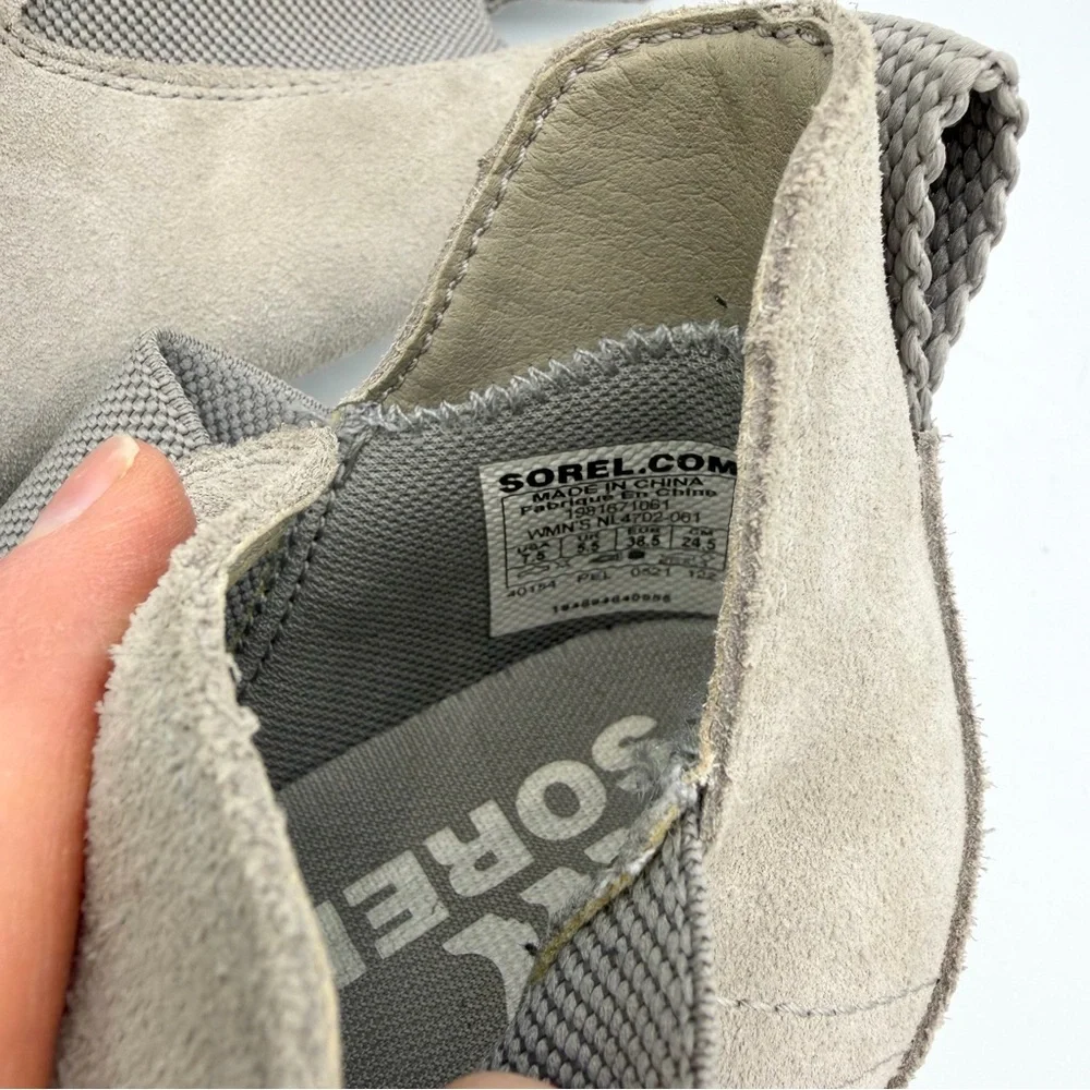 Sorel Out 'N About Slip-On Wedge grey suede shoes